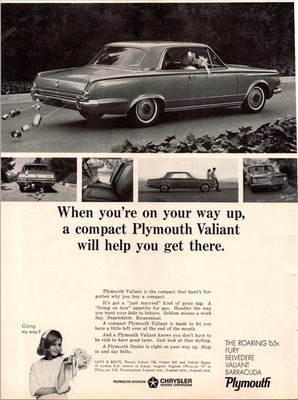 Chrysler Plymouth Valiant On your way up Vintage Print Ad 1965