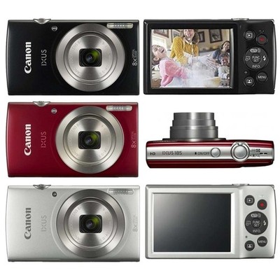 Canon IXUS 185 (ELPH 185) Digital Camera 20MP 8x Optical Zoom Black/Red/Silver