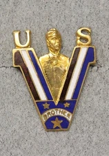 WWII era Sweetheart Pin: Victory "V" w/Soldier, "Brother"