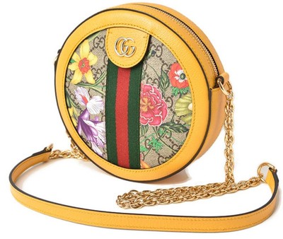 Gucci Flora Webbing Line GG Supreme Yellow 550618 Shoulder Bag Unisex #PTB365