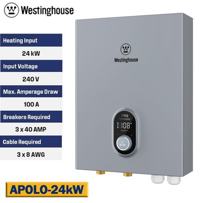 Westinghouse 24kW Tankless Water Heater Electric 240V On Demand Hot Water Heater