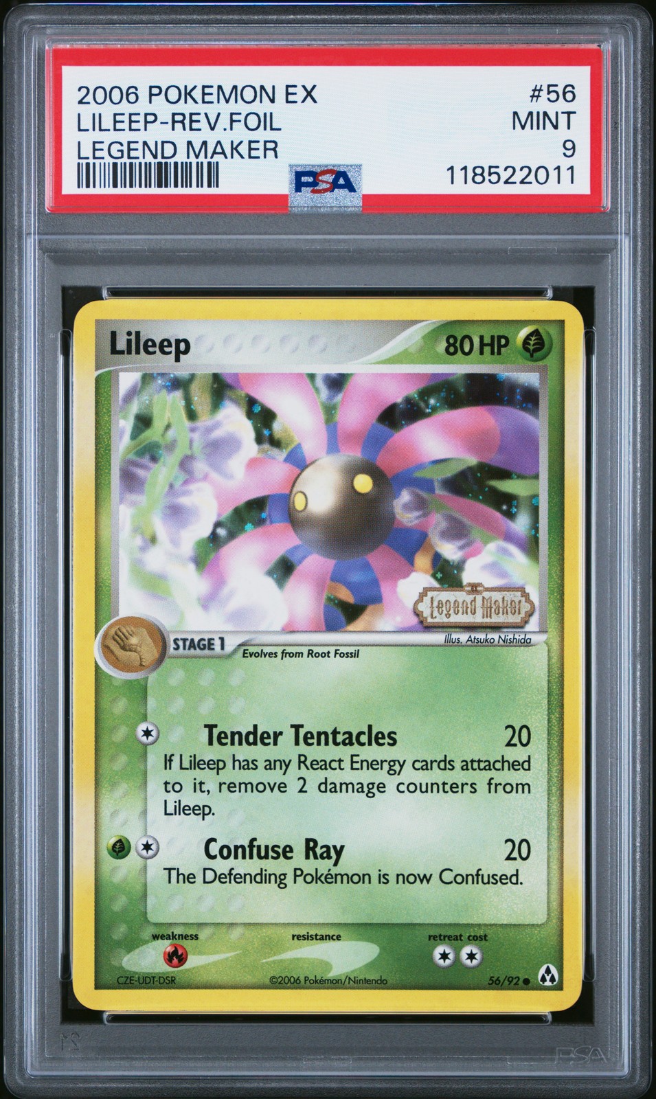 2006 POKEMON EX LEGEND MAKER #56 LILEEP-REVERSE FOIL PSA 9
