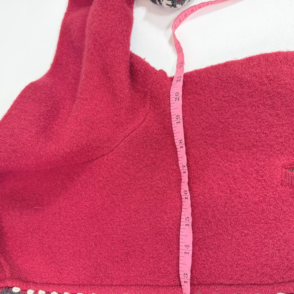 Suéter feminino Woolrich com capuz grande vermelho rubi 100% lã acabamento nórdico ilha justa - Imagem 4 de 4