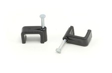 RG6 Dual Coax RG6 Cable Clips - Black - 50 Pieces - 14mm Nail Clip - Twin / Two