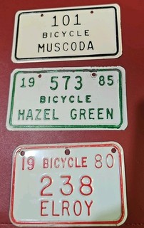 Vintage Muscoda Hazel Green And Elroy Wisconsin Bicycle License Plates