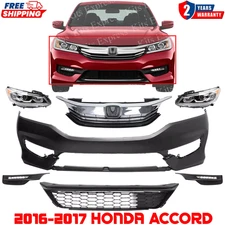 Front Bumper Cover & Headlight Assembly For 2016-2017 Honda Accord