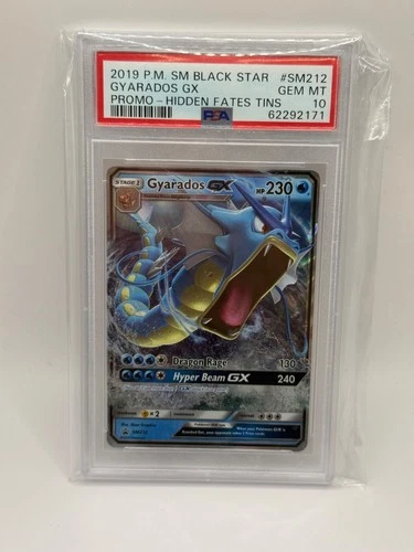 2019 GYARADOS GX #SM212 BLACK STAR PROMO POKEMON SM HIDDEN FATES TINS PSA 10