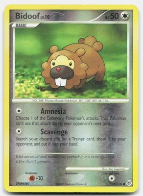 Diamond & Pearl Bidoof 70/130 Heavily Played Pokemon Reverse Holo C Tcg Card