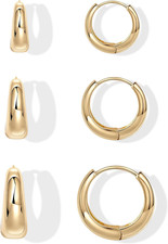 Small Gold Hoop Earrings Set for Women,14K Gold Plated Hypoallergenic Lightweigh