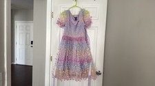 Hot Topic Women’s L Butterfly Mesh Puff Sleeve Fit & Flare Midi Dress Zip