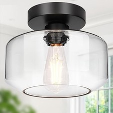 Industrial Semi Flush Mount Large Clear Glass (Includes $12 bulb, 2700K, 800LM)