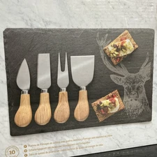 Slate Cheese Board & Knife Set- Charcuterie Board- Etched Buck
