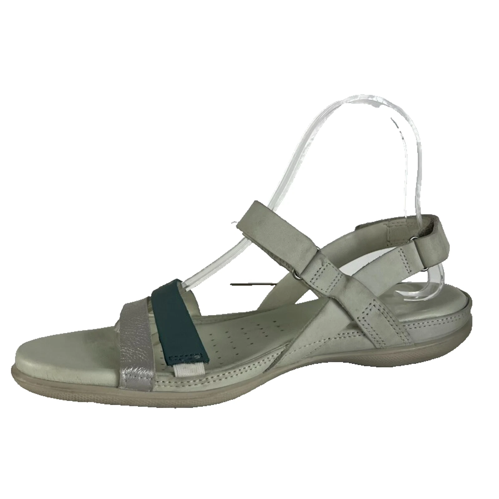 Ecco Sandali donna 9 beige pelle cinturino alla caviglia aperto slide cerchio e passante