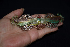 Vintage Dragonfly Barrette Mixed Metal Faux Pearls Hair Clip Made in France B1