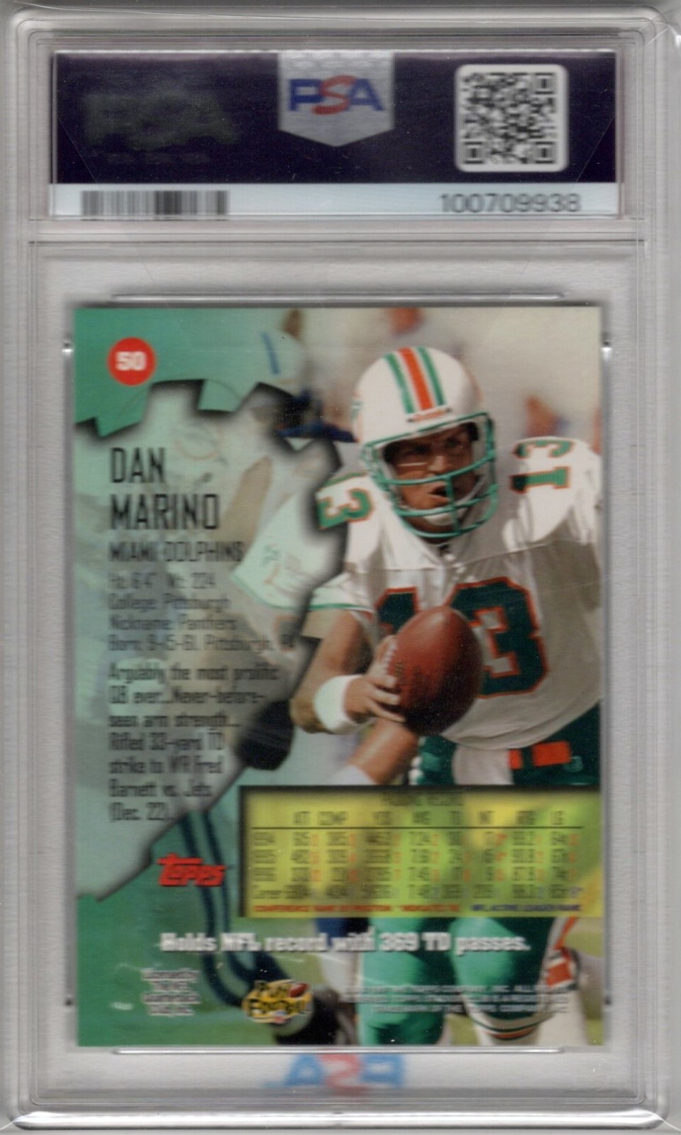 1997 Stadium Club DAN MARINO # 50 (PSA 10 GEM MT) NFL Hall of Fame (938 view 2