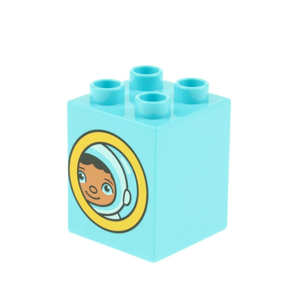 1x Lego Duplo Motiv Bau Stein 2x2x2 hell azur blau Astronaut Mädchen 31110pb108 - Bild 2 von 2