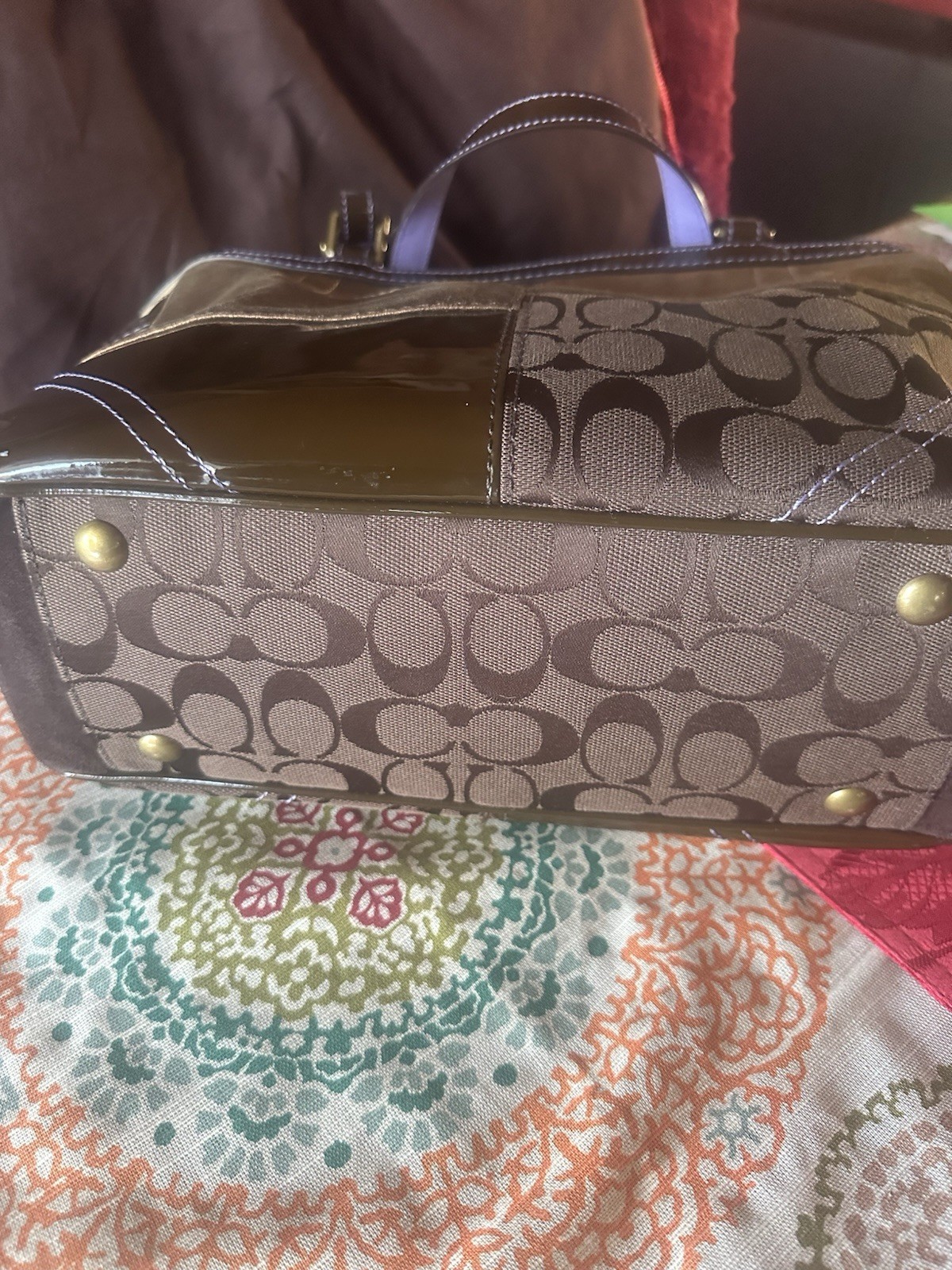 Coach Leather Suede Multicolor Patchwork Tote Sho… - image 9