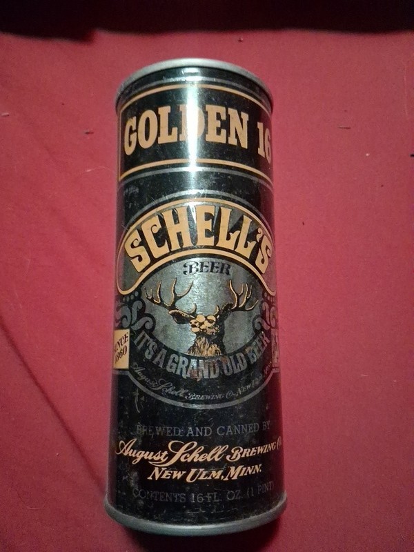 AUGUST SCHELL'S BEER Golden 16 1 PINT TOP OPENED PULL TAB New Ulm Minnesota