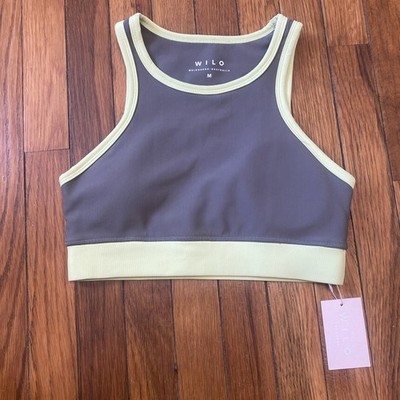 NWT WILO The Label Anthropologie Racer 6 Inch Ribbed Sports Bra Olive Lime M