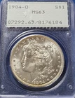 1904-O  PCGS MS 63 Morgan Silver Dollars Rattler Holder Monster PQ!!!