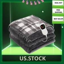 NEW Heated Electric Blanket Full 72"x84" Flannel 10 Heat Levels Grey