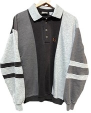 BUGLE BOY VTG 90s Color Block Button Sweatshirt Pullover Large Fits To Medium
