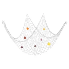 Fishing Net Decor, 80" x 40" Fish Net Decor with Sea Shells, Creamy White