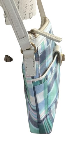 Talbots Madras Plaid Shoulder Bag Crossbody Leather Turnlock Purse Womens Preppy - Picture 10 of 23