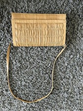 Genuine Eel Skin Medium Clutch/shoulder Bag Purse. Sand