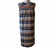 Vintage 60-70s Union Made Womens Plaid Sleeveless Modest Back Zipper Dress S/M?