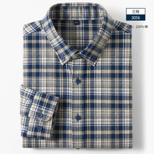 Herren Kariertes Langarmhemd Kopf Regular Fit Denim Baumwolle Freizeit - Picture 3 of 8
