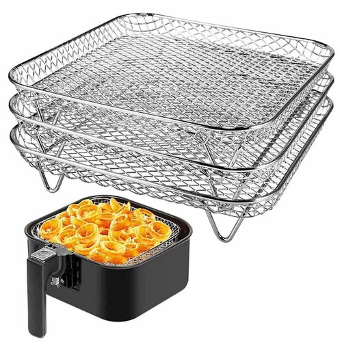 3x Stainless Steel Stackable Square Rack Air Fryer Rack for 9-11" Air Fryer - Picture 9 of 10