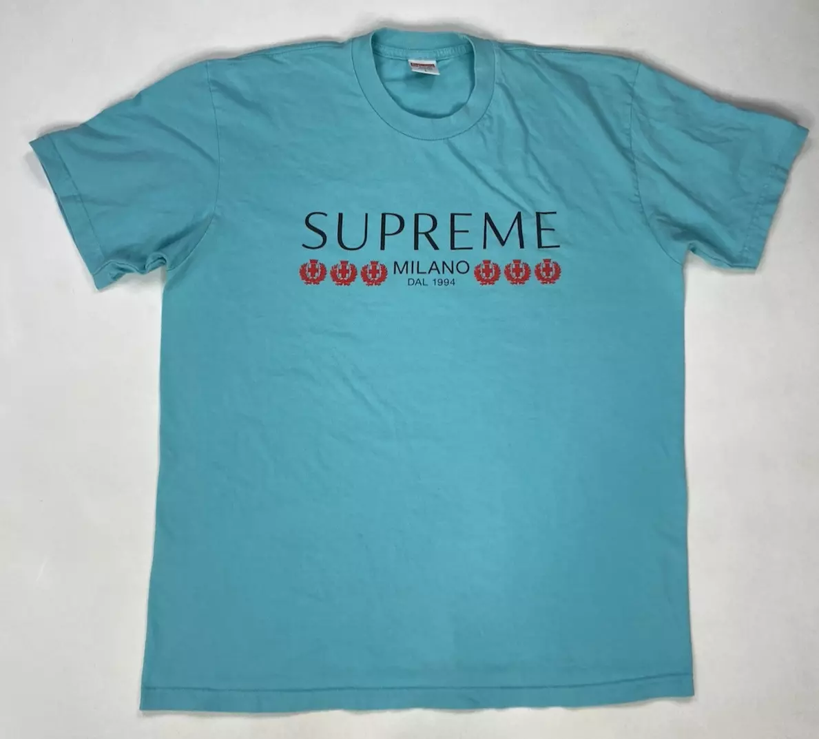 T shirt graphique Supreme Milano homme grand bleu sarcelle manches courtes SS21