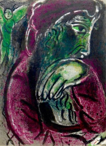 Chagall, Marc: "Hiob in der Verzweiflung", Litho aus Bible II  1960 - Bild 1 von 2