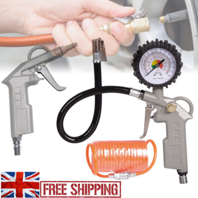 Air Compressor Recoil Hose Line Tool Tools Tyre Inflator Duster Gun