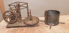 Antique cast iron food chopper hasher collectible early kitchen tool & basket