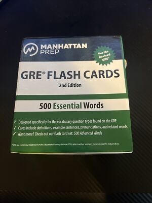 Manhattan Prep GRE Flash Cards Test Study 2nd Ed Essential