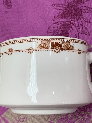 Set of 6 Cups Jackson China Vitrified Falls Creek Pa brown floral design