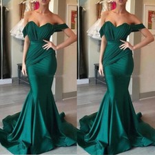 Green Mermaid Evening Dresses Off The Shoulder Satin Sexy Party Prom Gowns
