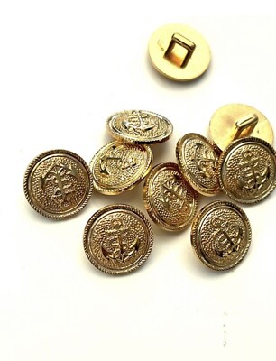 10 x Gold Schaftknöpfe 15 mm Anker Sakko Blazer Hemd Kleid Knöpfe. Ref1A