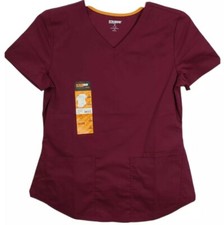 Scrubstar Premium Scrub Top Pull Over V Neck Wine Shirt Size Medium