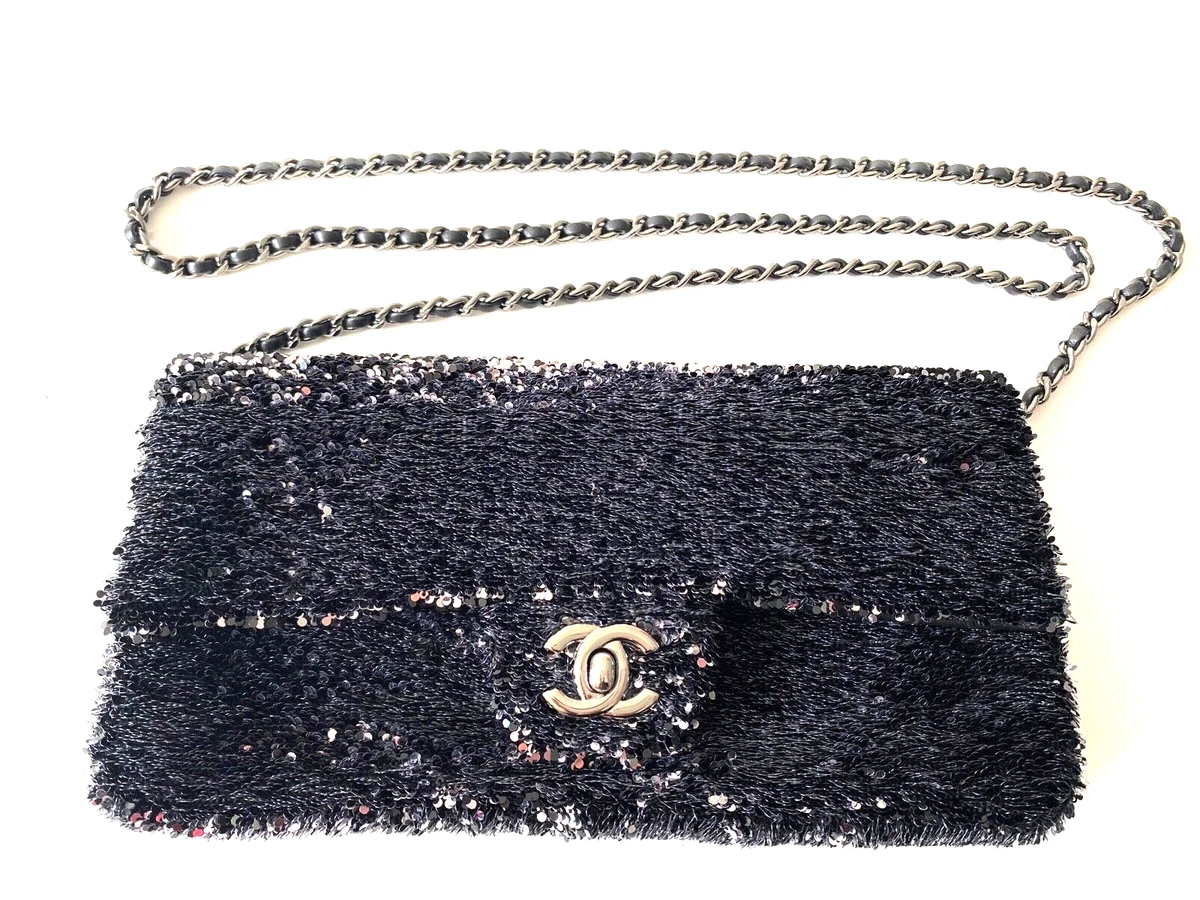 Chanel black online sequin bag