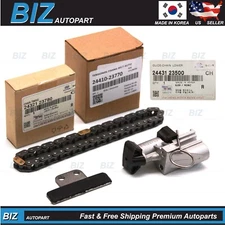 OEM 3 PCS Camshaft Chain & Tensioner & Guide for 2003-2012 Hyundai Kia 2.0L