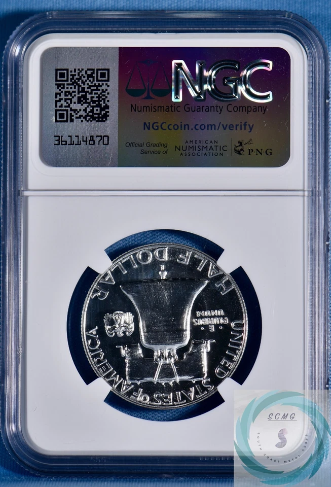 Полдоллара с изображением Франклина 1958 NGC PF 69 — ярко-белые почти идеальные!!! - Изображение 3 из 4