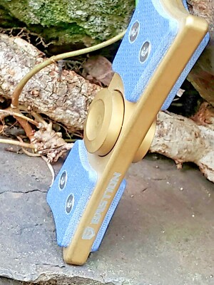 Bastion Large Blue G10 Gold Titanium Hand Spinner Top Ceramic Ball Fidget 205