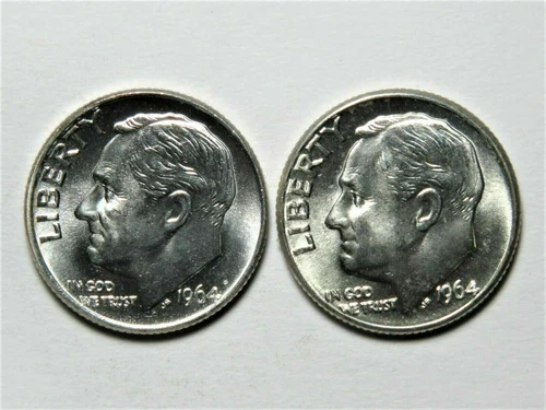 1964 P and D Silver Roosevelt Dimes BU from OBW Roll