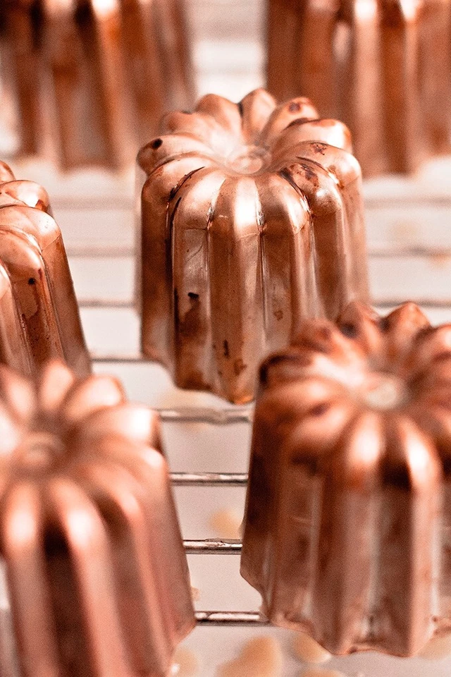 Set Of 8, Solid Copper, French Copper Canele Mold, Wholesale Copper Cupcake Mold - Image 2 of 4