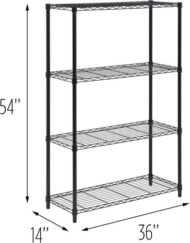 Adjustable Storage Shelving Unit 36" x 14" x 54" Black HONEY-CAN-DO SHF-01908 - Picture 3 of 4