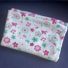 Baby Gear Lovey Security Blanket 30x40 Green White Flowers Pink Teddy Bears