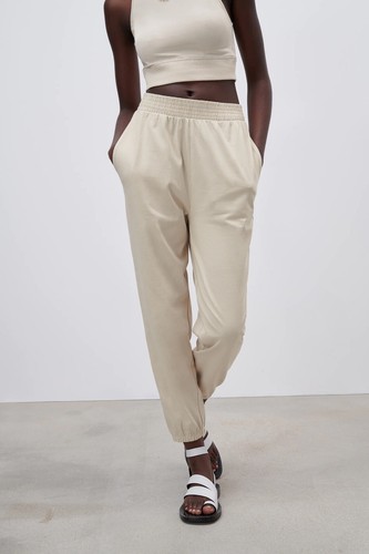 NWT Zara Women Cream Beige Jogger Pants 